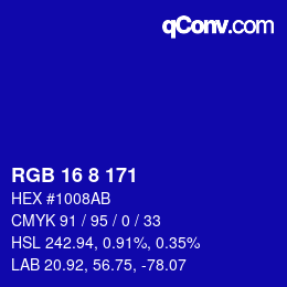 Color code: RGB 16 8 171 | qconv.com
