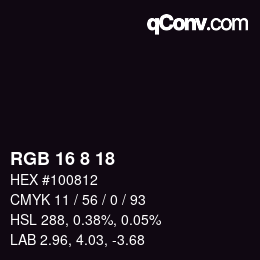 Color code: RGB 16 8 18 | qconv.com