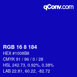 カラーコード: RGB 16 8 184 | qconv.com