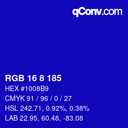 カラーコード: RGB 16 8 185 | qconv.com