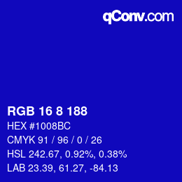 カラーコード: RGB 16 8 188 | qconv.com