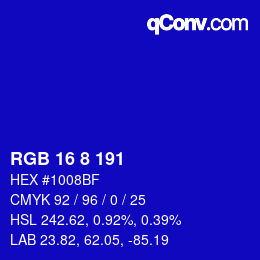 Color code: RGB 16 8 191 | qconv.com
