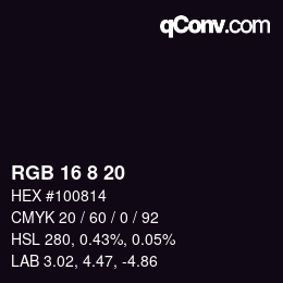 Color code: RGB 16 8 20 | qconv.com