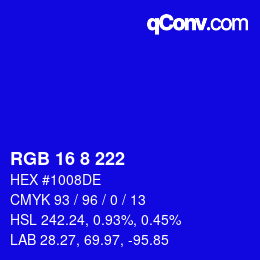 Color code: RGB 16 8 222 | qconv.com
