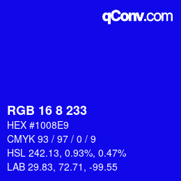 Farbcode: RGB 16 8 233 | qconv.com