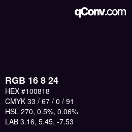 Color code: RGB 16 8 24 | qconv.com