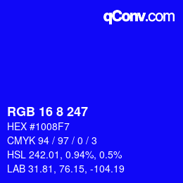 Color code: RGB 16 8 247 | qconv.com