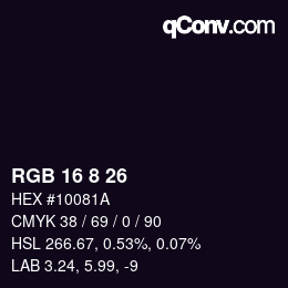 Color code: RGB 16 8 26 | qconv.com