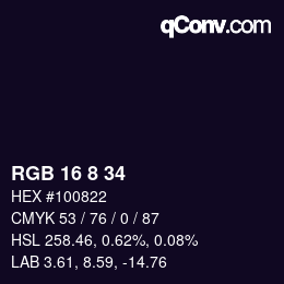 Color code: RGB 16 8 34 | qconv.com