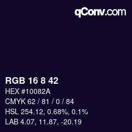 Color code: RGB 16 8 42 | qconv.com