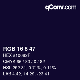 Color code: RGB 16 8 47 | qconv.com
