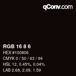 カラーコード: RGB 16 8 6 | qconv.com