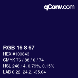 Color code: RGB 16 8 67 | qconv.com