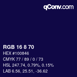 Color code: RGB 16 8 70 | qconv.com