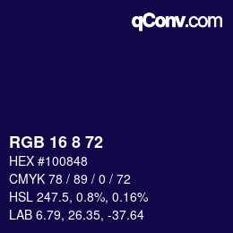 Farbcode: RGB 16 8 72 | qconv.com