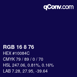 Color code: RGB 16 8 76 | qconv.com