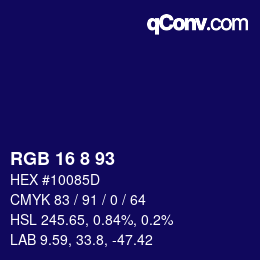 カラーコード: RGB 16 8 93 | qconv.com