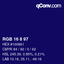 カラーコード: RGB 16 8 97 | qconv.com