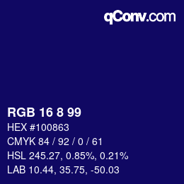 Color code: RGB 16 8 99 | qconv.com