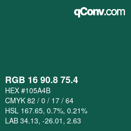 カラーコード: RGB 16 90.8 75.4 | qconv.com