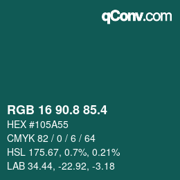 カラーコード: RGB 16 90.8 85.4 | qconv.com