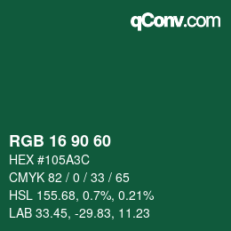 カラーコード: RGB 16 90 60 | qconv.com