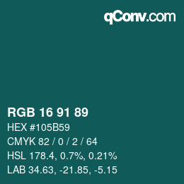 Color code: RGB 16 91 89 | qconv.com