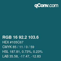 カラーコード: RGB 16 92.2 103.6 | qconv.com