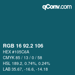 カラーコード: RGB 16 92.2 106 | qconv.com