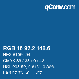 カラーコード: RGB 16 92.2 148.6 | qconv.com