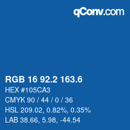 カラーコード: RGB 16 92.2 163.6 | qconv.com
