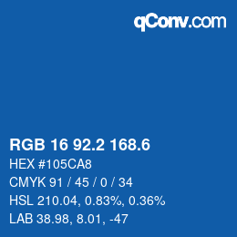 カラーコード: RGB 16 92.2 168.6 | qconv.com