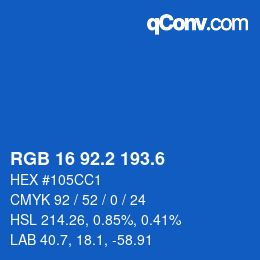 カラーコード: RGB 16 92.2 193.6 | qconv.com