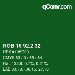 カラーコード: RGB 16 92.2 32 | qconv.com