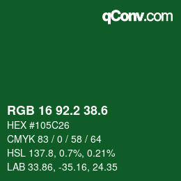 カラーコード: RGB 16 92.2 38.6 | qconv.com