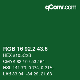 カラーコード: RGB 16 92.2 43.6 | qconv.com