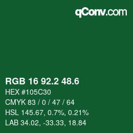 カラーコード: RGB 16 92.2 48.6 | qconv.com