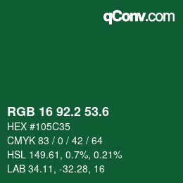 カラーコード: RGB 16 92.2 53.6 | qconv.com