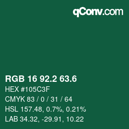 カラーコード: RGB 16 92.2 63.6 | qconv.com