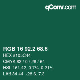 カラーコード: RGB 16 92.2 68.6 | qconv.com