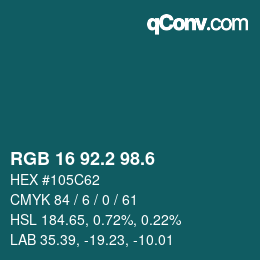 カラーコード: RGB 16 92.2 98.6 | qconv.com