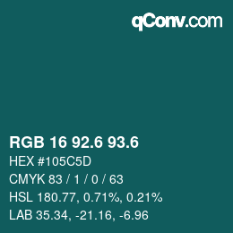 カラーコード: RGB 16 92.6 93.6 | qconv.com