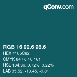 カラーコード: RGB 16 92.6 98.6 | qconv.com