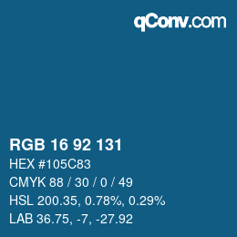 カラーコード: RGB 16 92 131 | qconv.com
