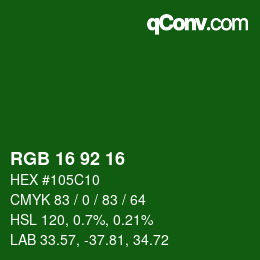 カラーコード: RGB 16 92 16 | qconv.com