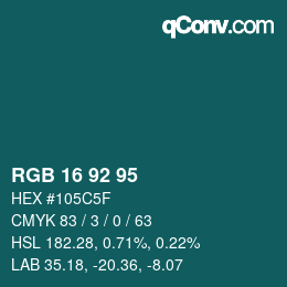カラーコード: RGB 16 92 95 | qconv.com
