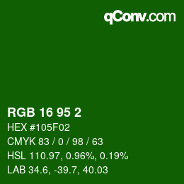 Color code: RGB 16 95 2 | qconv.com