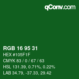 Color code: RGB 16 95 31 | qconv.com