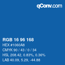 颜色代码: RGB 16 96 168 | qconv.com
