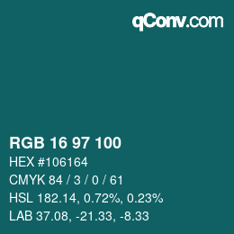 Color code: RGB 16 97 100 | qconv.com